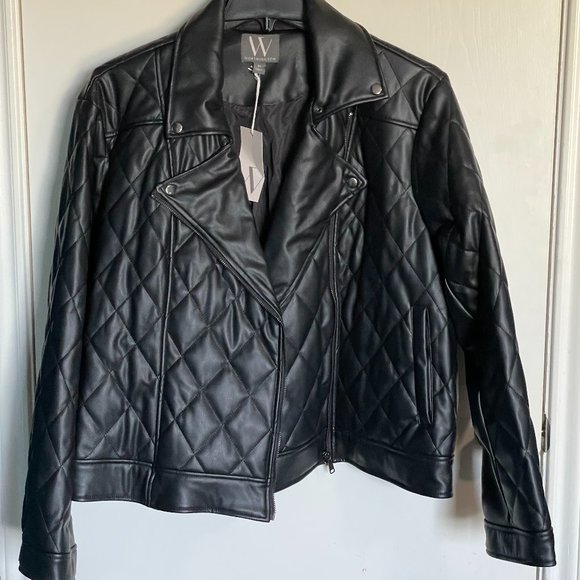 NWT Quilted Imitation Leather Plus Size Moto Jacket 3X - Picture 1 of 9